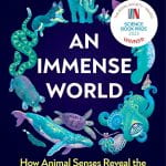 An Immense World cover image showing animals on a blue background